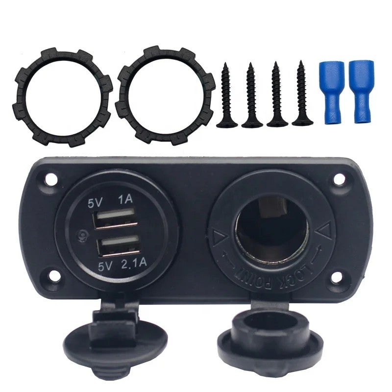 Bluejw Waterproof Dual USB Car Charger Socket, DC 12V/24V Panel Mount Cigarette Lighter Adapter for Boat, Mobile Phone, Automobile - Image 4